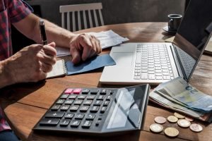 man checking home finance