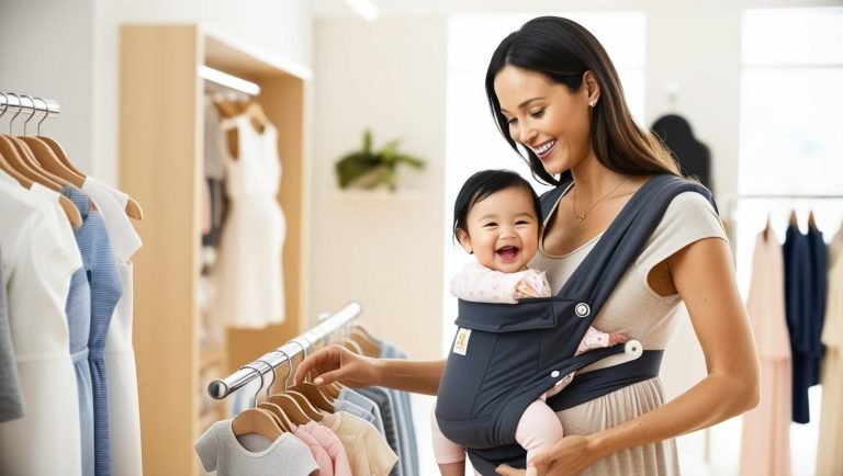 gestante-com-bebe-fazendo-compras
